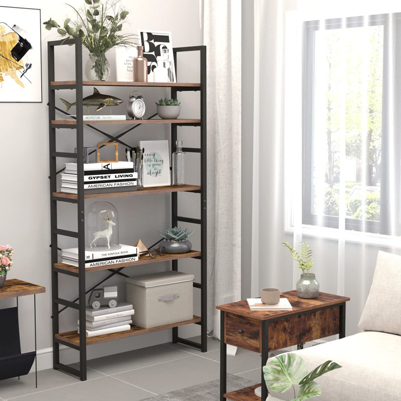 Berthold 182cm H x 80cm W Iron Etagere Bookcase