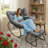 Dark Gray Egg Rocking Chair with Ottoman, All-Weather Wicker Lounge & Cushions