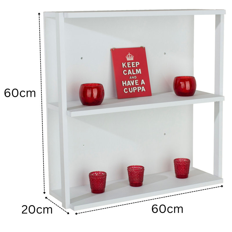 Recessed 3 Tier Wall Shelf Kit, Foiled Finish, White, 60" H x 60" W x 20" D