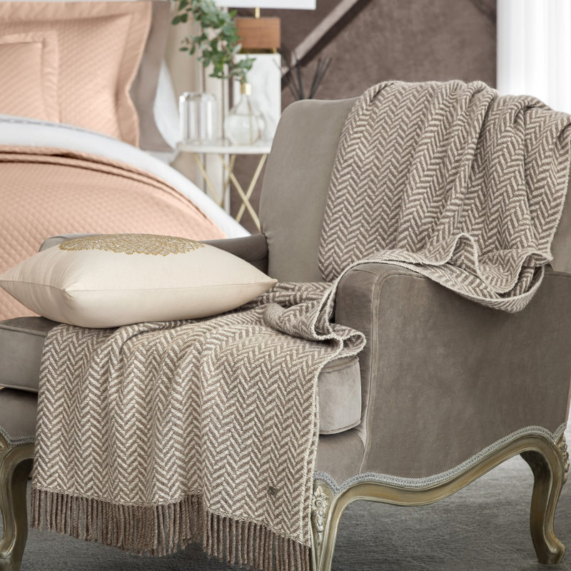 Fortier Throw Blanket, Gray Chevron