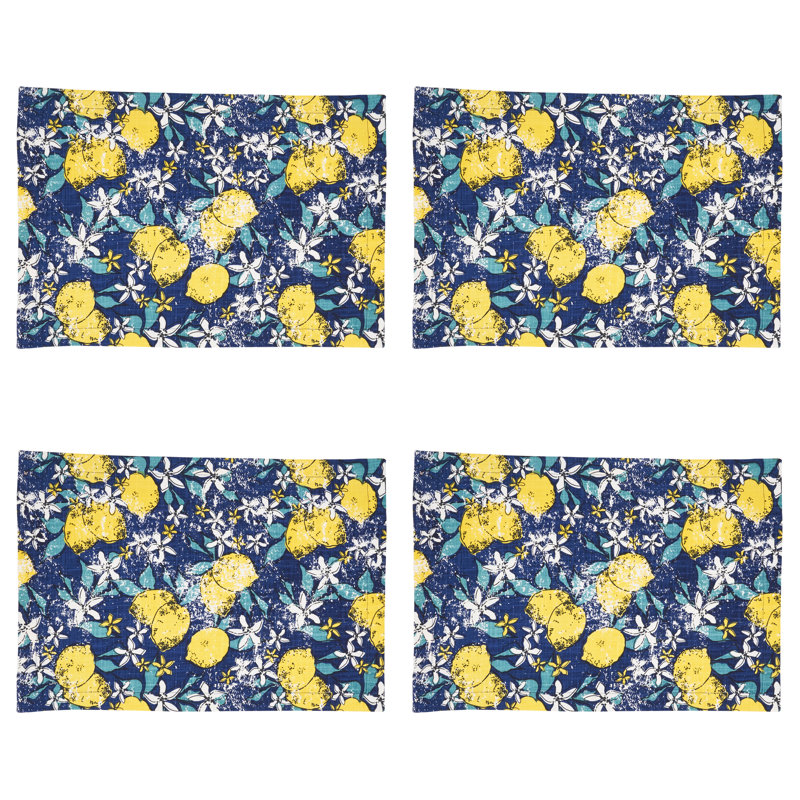 Lemon Design Cotton Rectangle Placemats Set of 4