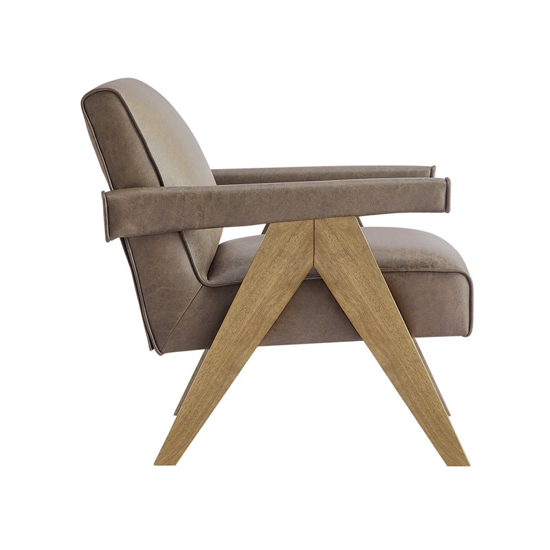 Tiberias Ophelia Vegan Leather Arm Chair, Earth Vegan Leather