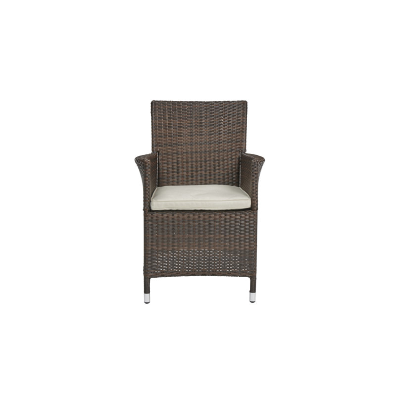 Patio Dining Armchair with Cushion, Brown