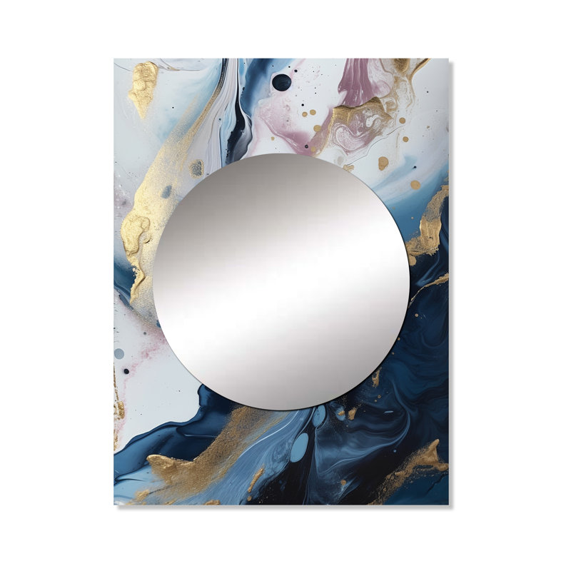 Esterley Enigmatic Stones II - miroir mural décoratif en marbre bleu et blanc, art moderne imprimé, 40 po x 30 po