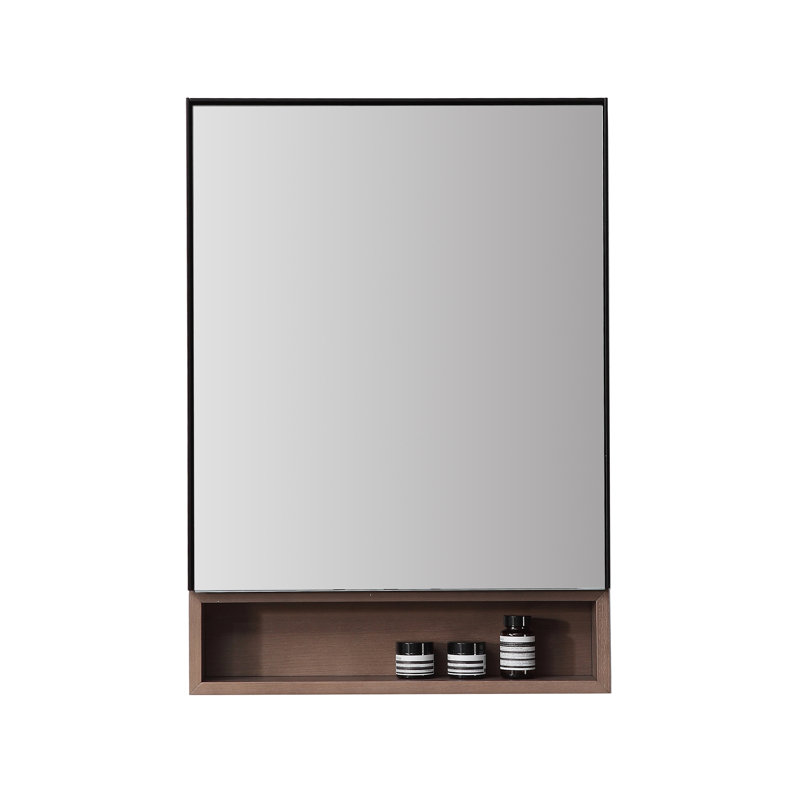 Bergen 24" Medicine Cabinet, Matte Black/Chestnut Oak