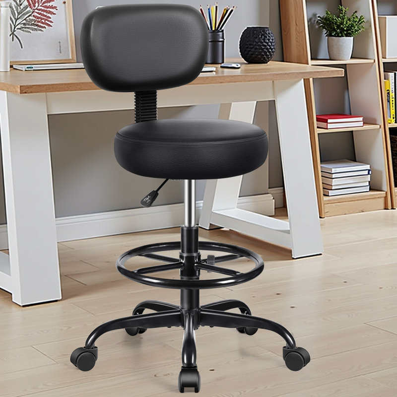 Adjustable Height Drafting Stool with Footring Wheels