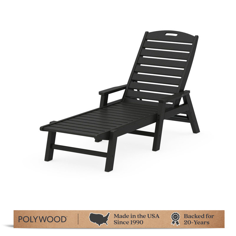 POLYWOOD Nautical Chaise with Arms, Black