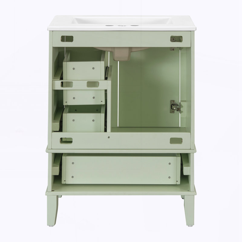 Meuble-lavabo 24,8 po avec lavabo en céramique, Green