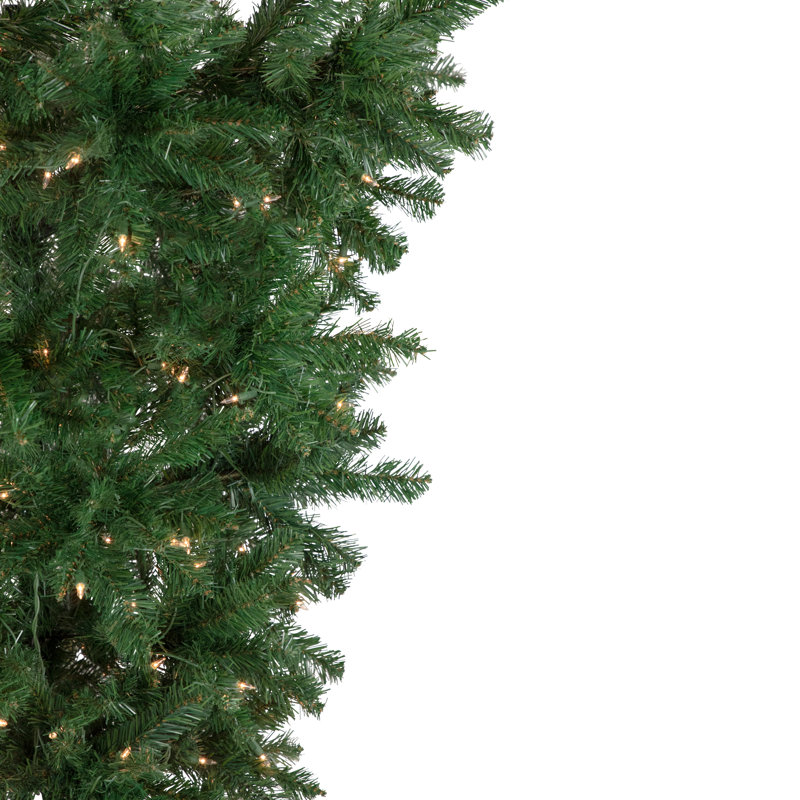 Pre-Lit Green Upside Down Spruce Artificial Christmas Tree Clear Lights, 7.5'