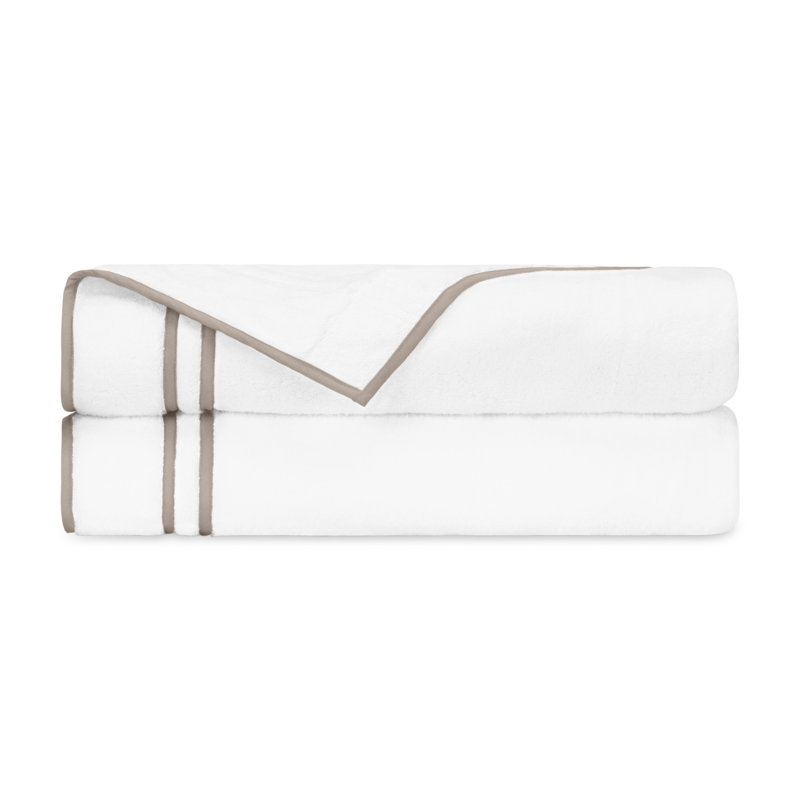Ribbons 2-pc Bath Towel Set, White/Mist Gray