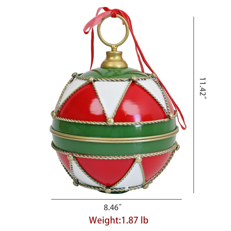 Ornement de cloche de Noël, White/Red/Green