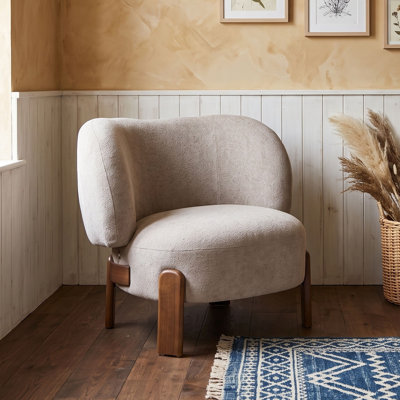 Fauteuil d'appoint confortable à oreilles sans accoudoirs, avec pieds en bois massif, rembourrage moelleux, confort ergonomique et montage facile