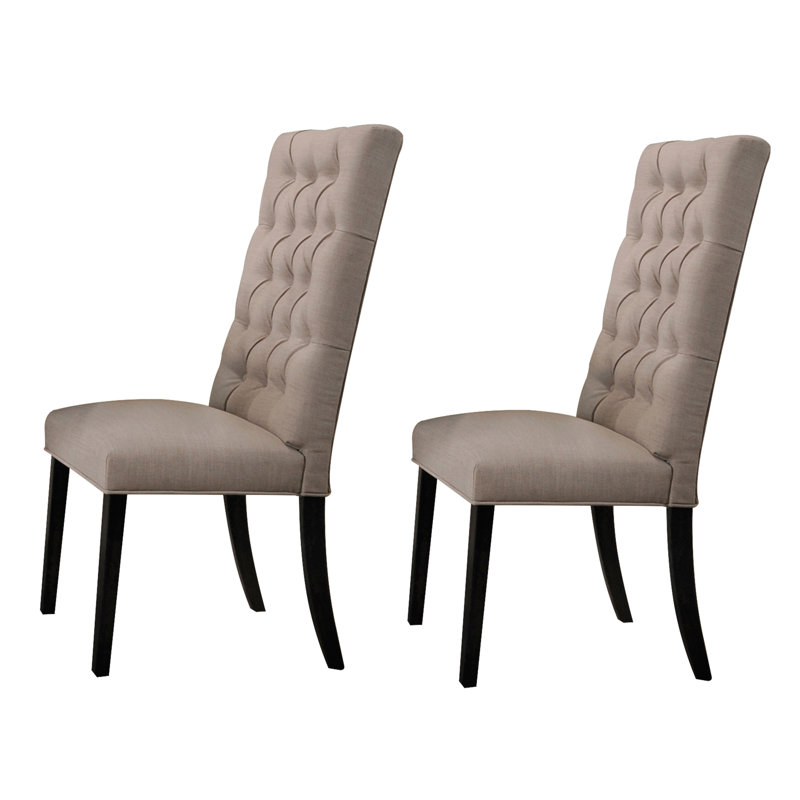 Ensemble de 2 chaises de salle à manger Parson capitonnées brun clair et rétro | Idée de cadeau