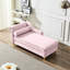 Chaise longue moderne en velours rose avec espace de rangement supplémentaire - revêtement doux, rangement spacieux, pieds en métal doré, assemblage simple requis, siège confortable dissimulé, compartiment secret-1661642705