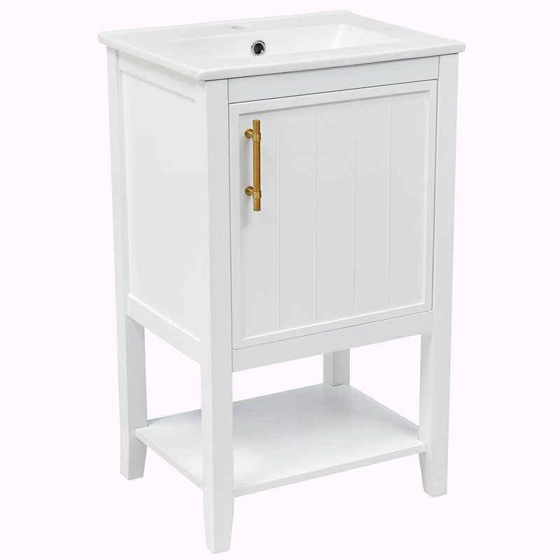 Meuble-lavabo simple 20 po avec plateau Shokraji, Blanc