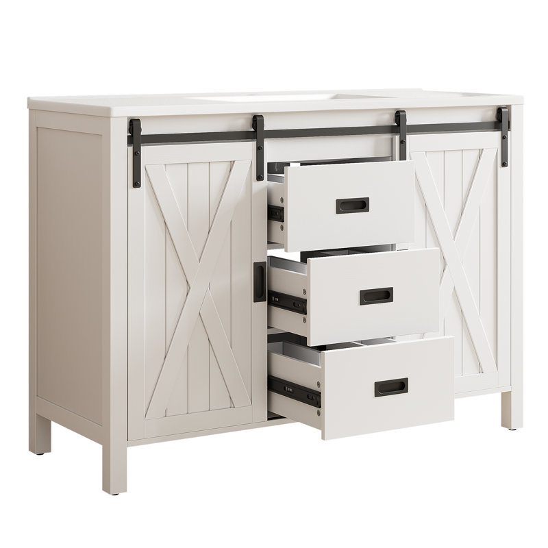 47"  Bathroom Vanity With 3 Drawers & Doors,White