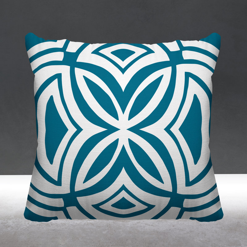 Dreyer Abstract Outdoor Reversible Throw Pillow, Turquoise, 17H" x 17W"