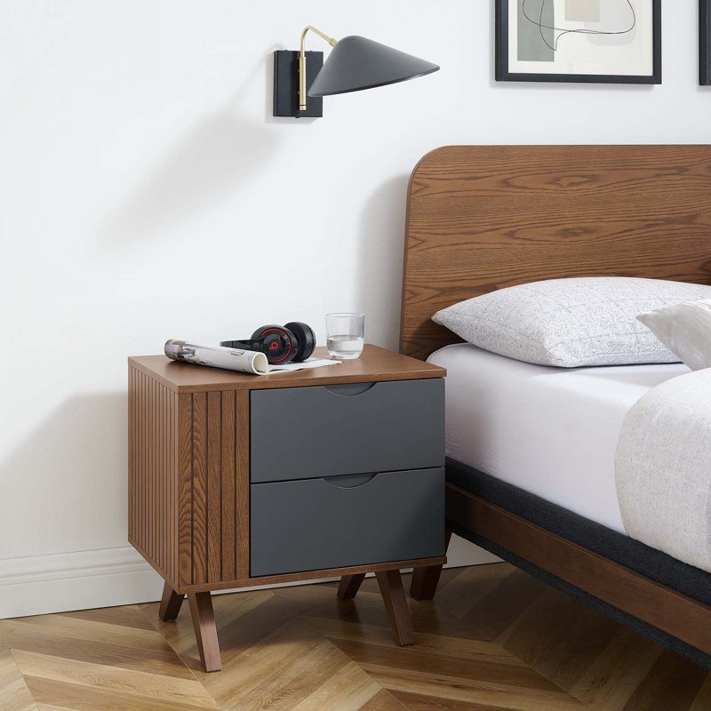 Table de chevet gris noyer