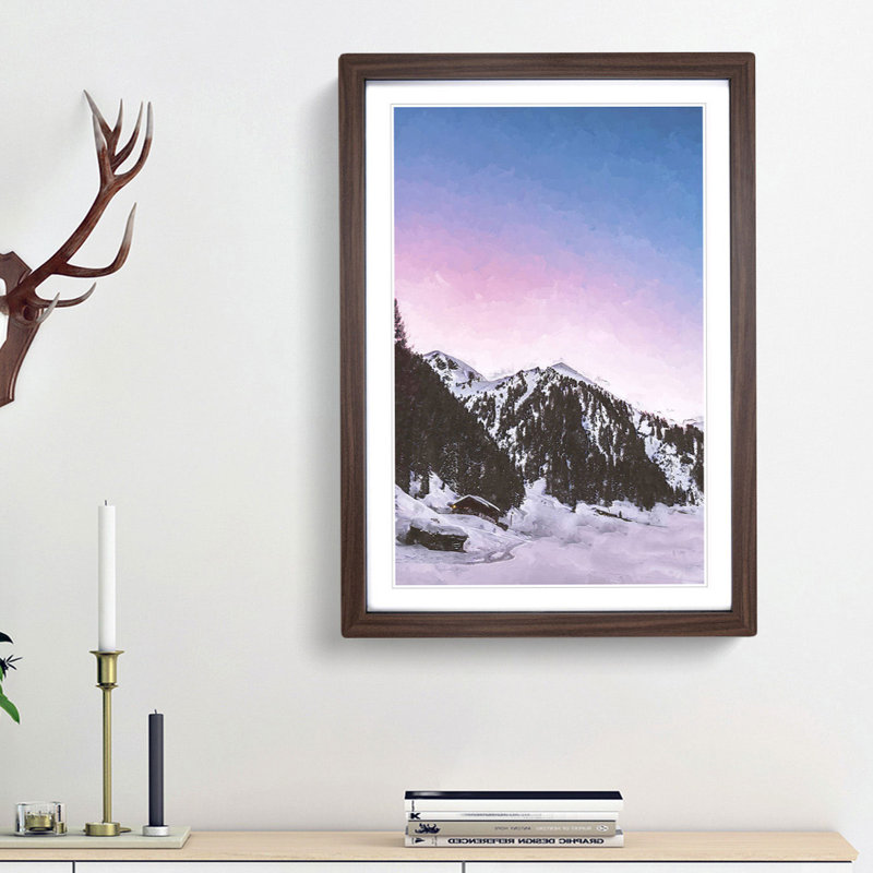 Mountains in Weissenbach Italy in Abstract - Framed Print, 36cm H x 27cm W x 2cm D, Walnut Framed