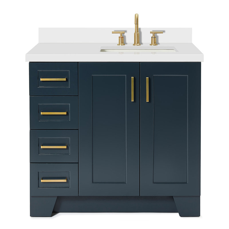 37 IN.  Single Bathroom Vanity, Midnight Blue, Rectangular, Right