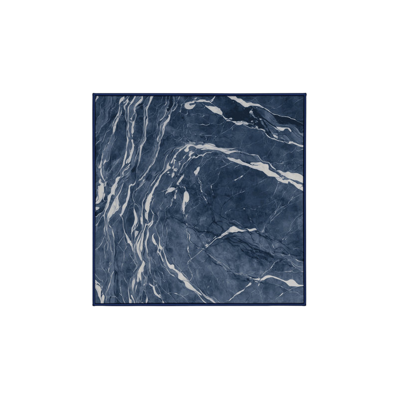 Machine Washable Gray Area Rug, Square 3'
