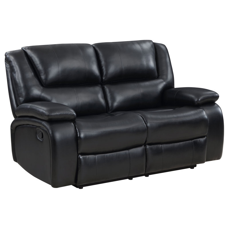 Black Upholstered Motion Reclining Loveseat, Black