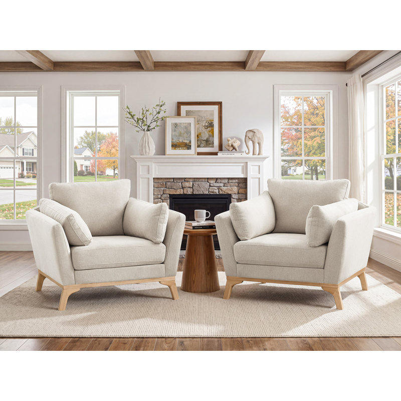 Ljubinko Upholstered Armchair, Smoke White Polyester Twill