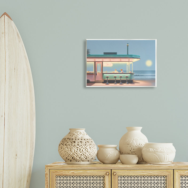 «Evening Diner on Beach», art mural par Noah Bay, H 13 po x l 19 po