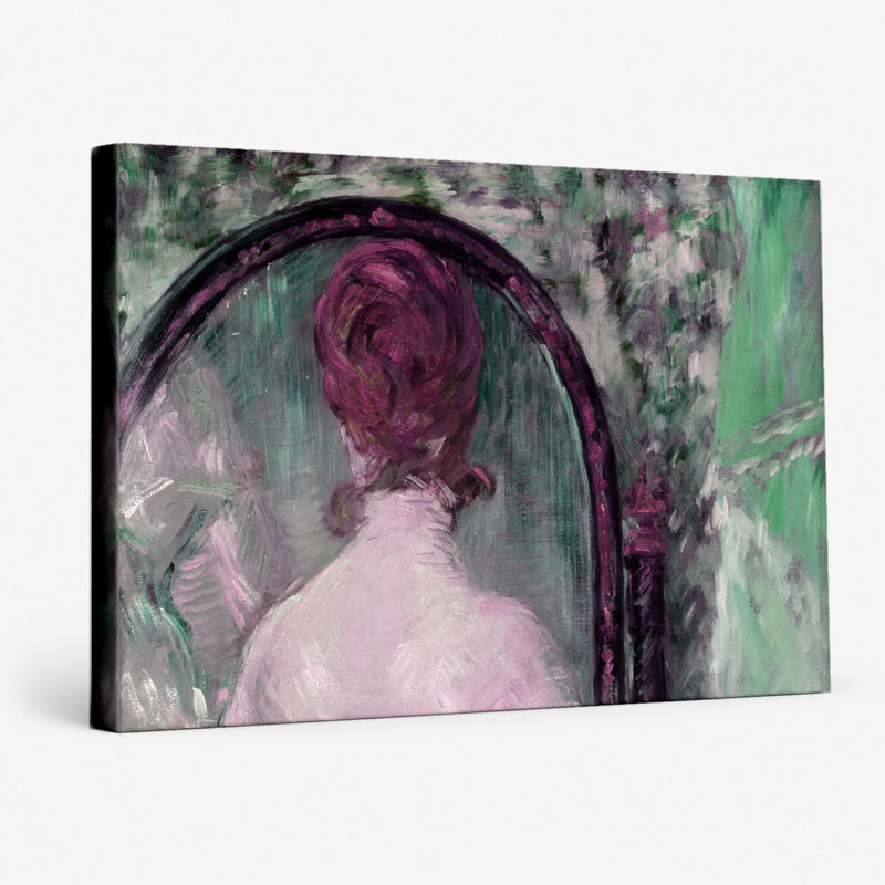 Femme devant un miroir - art mural sur toile paysage, 20" W x 16" H