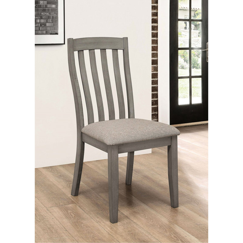 Chaises de salle à manger rembourrées Coastal Gray (2), bois franc massif, sièges décontractés pour 2 avec revêtement, support exceptionnel asiatique