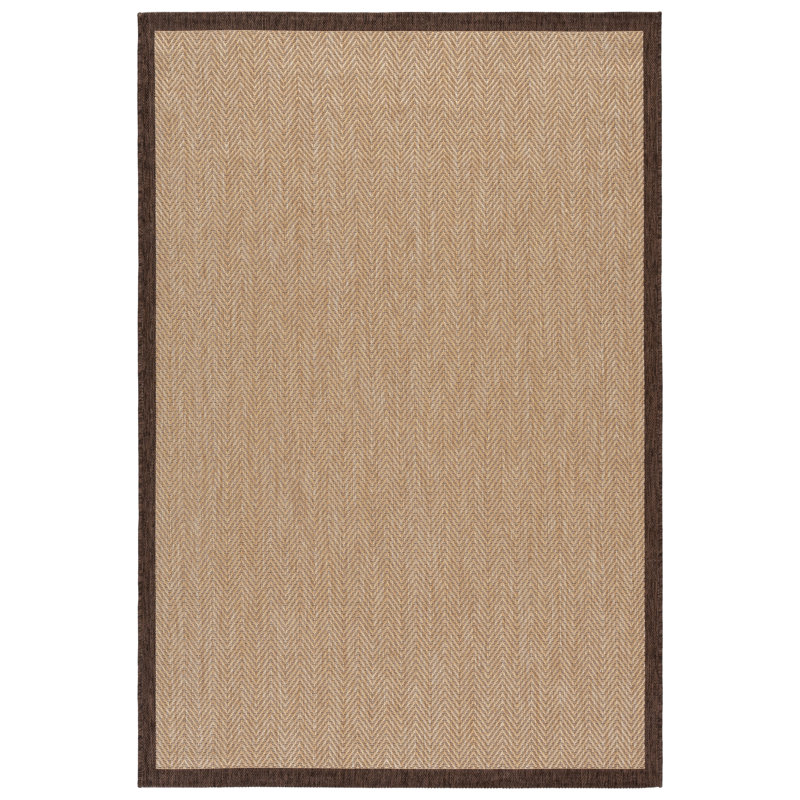 Courtyard Power Loom Polypropylene Plastic; Polyester Chevron Indoor Rug, 6'-7" x 6'-7" Square