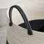Panier à linge rond en coton gris et blanc