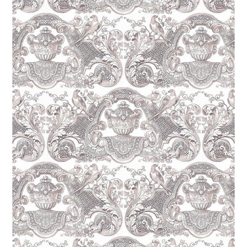 Rouleau de papier peint L 33 pi x l 27,55 po Royal Delft William and Mary, Gris
