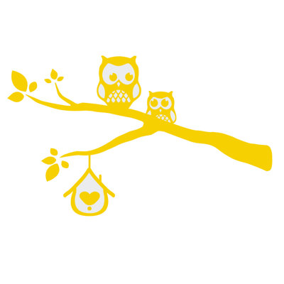 Décalcomanie murale owls sur une branche