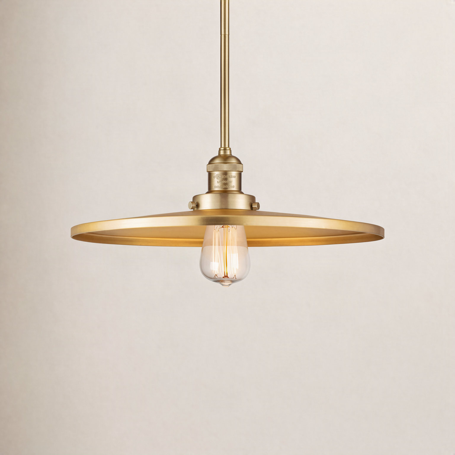 Rouvin Single Light Metal Dimmable Pendant, 5.38" H x 16" W x 16" D, Satin Gold, Satin Gold