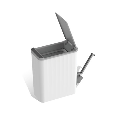 Poubelle mince avec capteur de mouvement automatique Ninestars avec brosse de toilette cachée, poubelle de salle de bain 2,6 gallons, 10 L, blanc, DZT-10-2