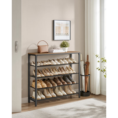 Shoe Rack 4 Mesh Shelves Large Surface for Bags Steel Frame Entryway Hallway Closet Industrial