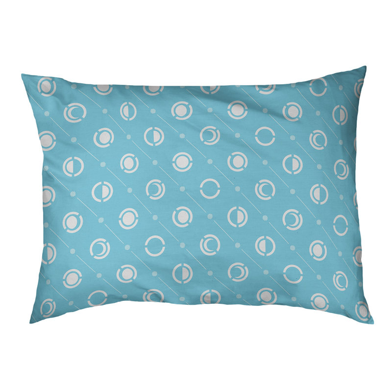 Coussin d’extérieur pour chien moon phases Chenault, Petit (l 28 po x P 6 po x H 18 po), Bleu sarcelle / blanc