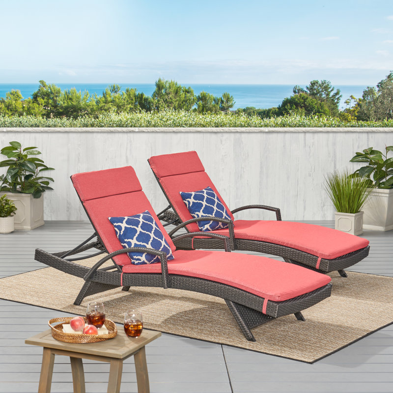 Ensemble de chaises longues inclinables 79,25 po Blaise, Rouge