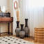 Ensemble de 3 vases de sol en PVC blanc classique pour décoration intérieure élégante et présentation florale artificielle