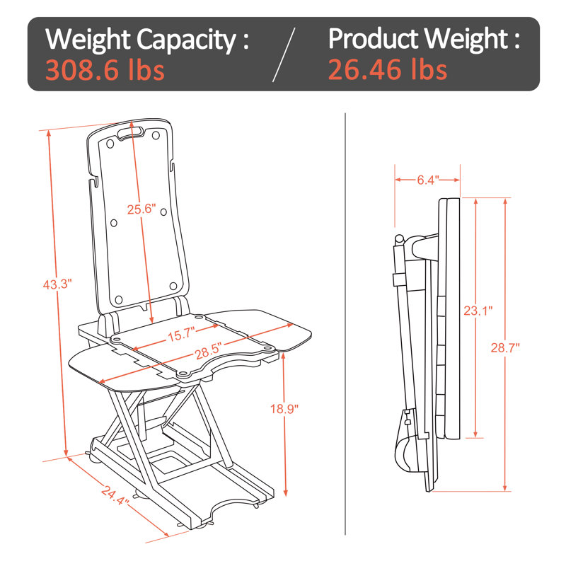Electric Floor Bath Lift Chair with Padding
