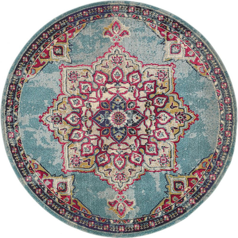 Colfin Washable Oriental Indoor Rug, Round 8'