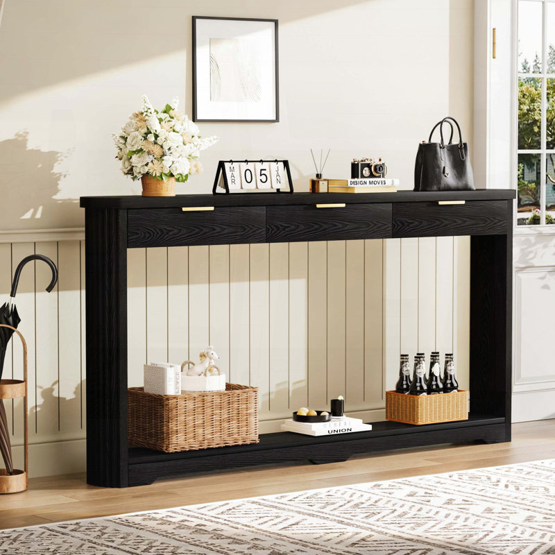 Canapé 70,1 "à motif ondulé avec 3 tiroirs - Noir, Noir
