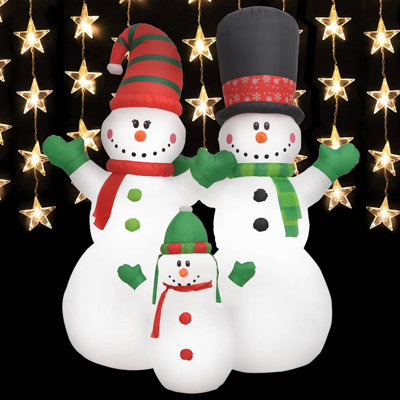 Inflatable Snowman Family Xmas Decoration with LEDs Christmas Lighting