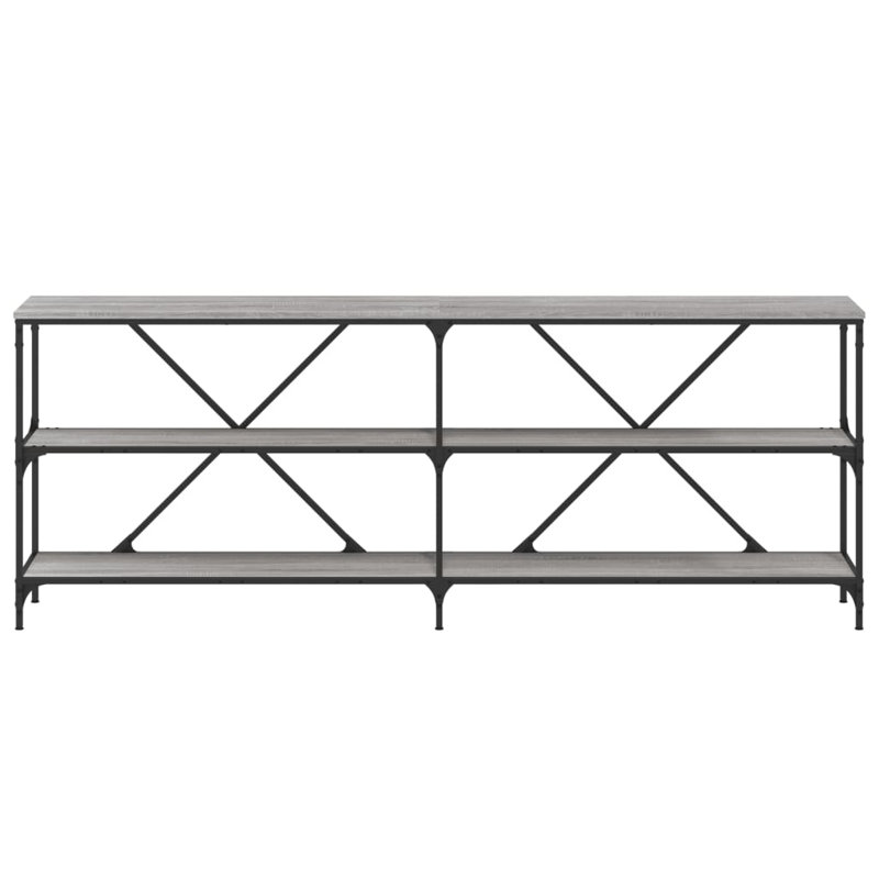 Borough Wharf Console Table Engineered Wood And Iron, 75cm H x 200cm W x 30cm D, Grey Sonoma