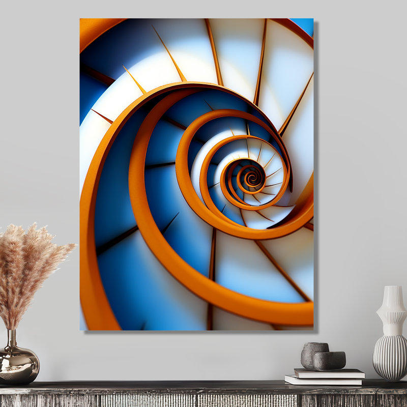 «Stairway Infinity - Spiral Abstract», reproduction d'art murale, Métal métal, H 44 po x l 34 po