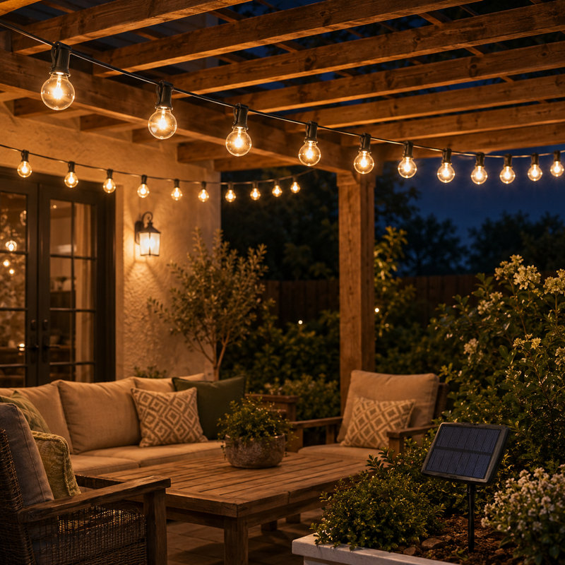 Halas' 27FT 25-Bulb Solar-Powered Outdoor Globe String Light