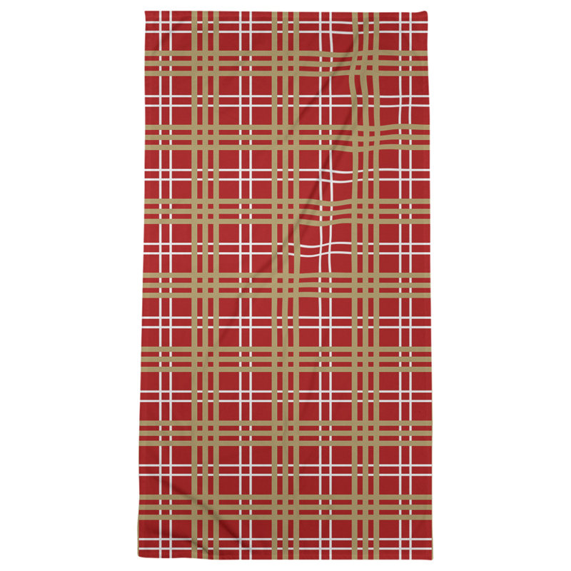 Beach Towel, Red/White/Gold, Polyester/Cotton Blend