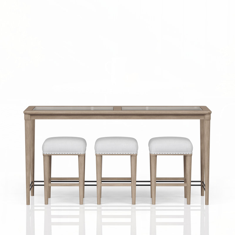 Frosted Glass Console Table With 3 Stools