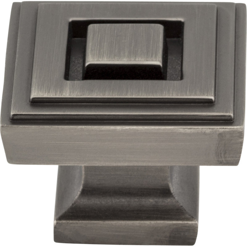 Delmar Square Knob, Brushed Pewter, 1 1/4"
